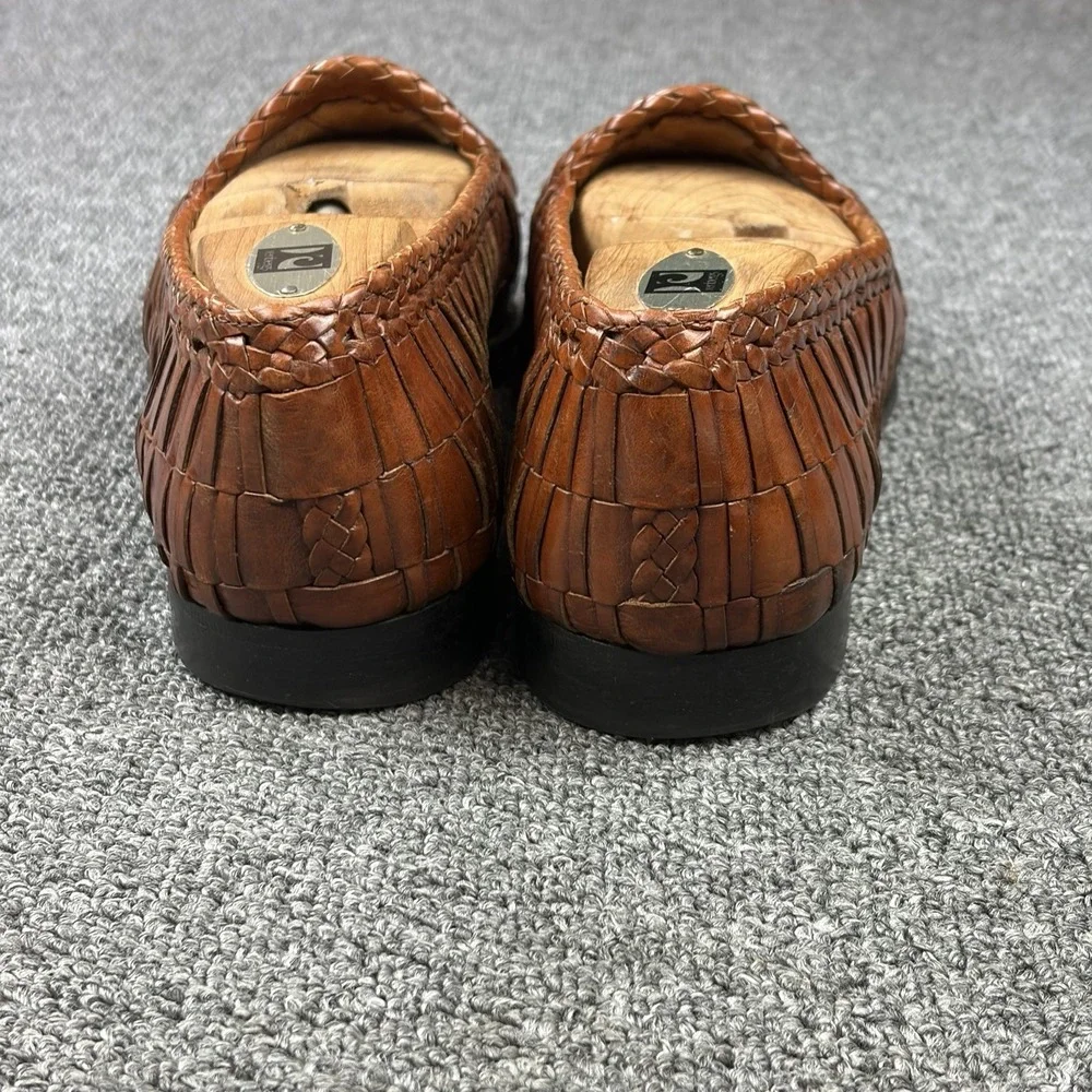 Moreschi Italy Woven Leather Loafers Mens 9.5 Brown Hand Braided Slip On Dress